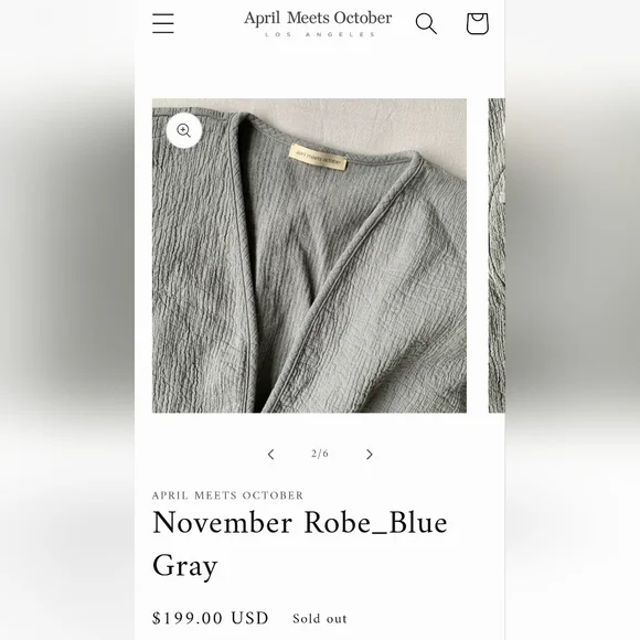 April Meets October November Robe in Blue Gray One Size EUC - Picture 2 of 8